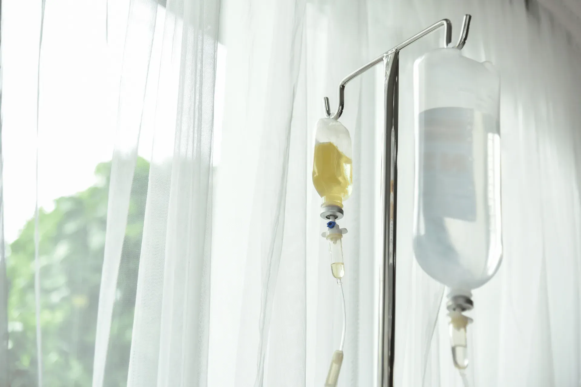 An IV infusion running during a session at Biowell Health